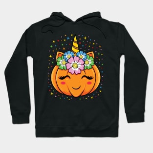 Unicorn Pumpkin Halloween Cute Thanksgiving Girls Party Gift Hoodie